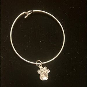 Handcrafted Silver tone Stackable Charm Bracelet- with dog paw charm
